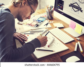 Artist Creative Designer Illustrator Graphic Skill Concept - Shutterstock ID 444604795
