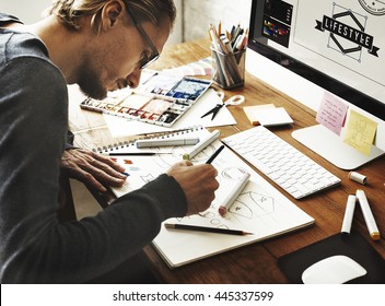 Artist Creative Designer Illustrator Graphic Skill Concept - Shutterstock ID 445337599