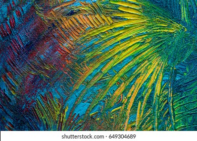 Artist Paint Strokes Canvas Closeup Abstract Background Jubilant Energetic Fun Wistful Dramatic Bold Daring Colorful Rainbow, Red, Green, Yellow, Blue, Purple, Magenta, Orange