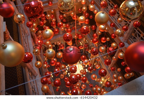 Artistic Display Multiple Red Gold Christmas Royalty Free Stock