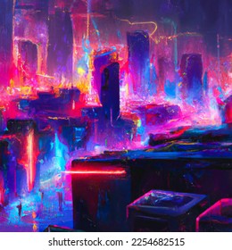 Artistic image of ambient city neon lights