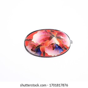 Artistic Orchid Flower Cameo Style Oval Brooch Pin