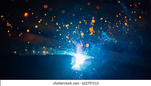 Artistic Welding Sparks Light, Industrial Background