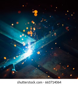 Artistic Welding Sparks Light, Industrial Background