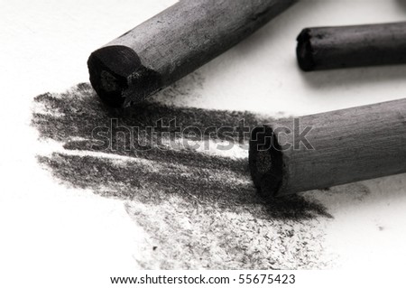 Artist's black charcoal with smudge