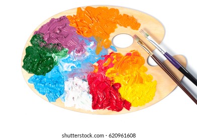 Artist's Palette With Colorful Paints