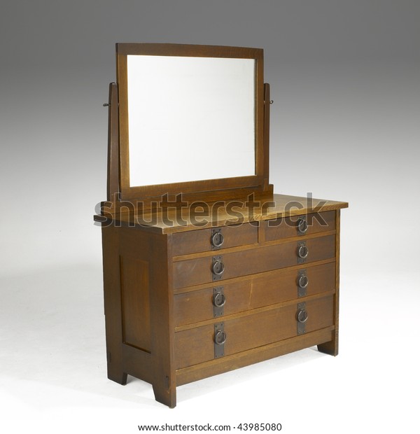 Arts Crafts Oak Dresser Mirror Royalty Free Stock Image