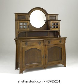 Arts And Crafts Oak Sideboard With Mirror