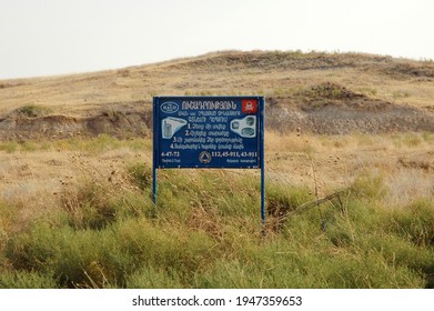 ARTSAKH, NAGORNO KARABAKH - JULY 21, 2006: Territory in Nagorno Karabakh marked as safe by the Halo Trust by clearing landmines  to help the region recover after the Armenian Azerbaijan war