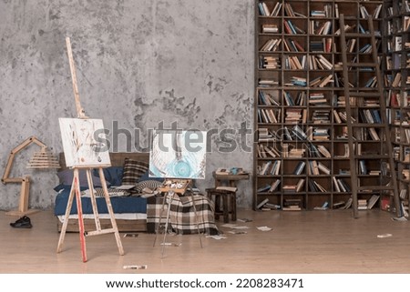 artsy background with book shelf