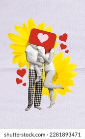 Artwork magazine collage picture happy couple holding little child heart feedback cover close faces isolated drawing background