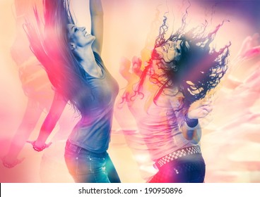 dělostřelecný obrázek dvou dívek tančí