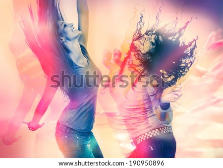 arty picture of two girls dancing
