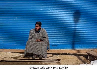 Aru, Kashmir, India - February 01, 2021 : Portrait of mid adult man from Kashmir.