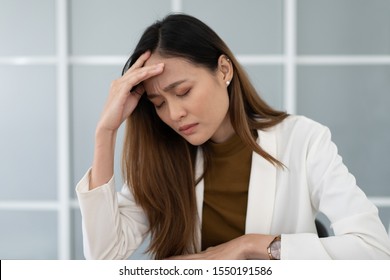 Asain Business Woman Are Stress With Work