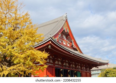 Asakusa Autumn View, Tokyo - Sensoji Temple. Old Wooden Landmark.