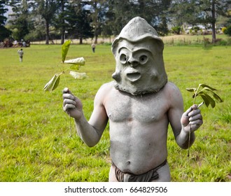 Asaro Mudman Tribe Man In Mount Hagen Festival In Papua New Guinea