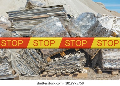 Asbestos Landfill . Roof Covering Material With Asbestos Fibres 