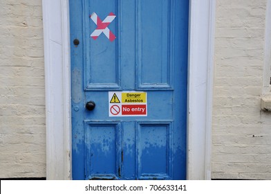 Asbestos Removal Sign On Door