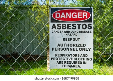 Asbestos Sign Warning People Of The Dangers Ahead.