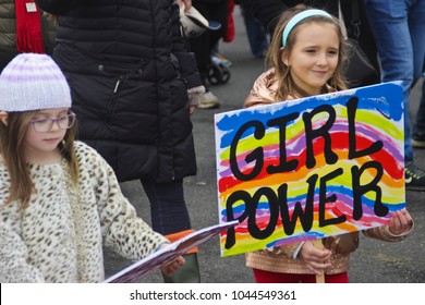 Asbury Park, NJ - January 21, 2017: Women's March And Worldwide Protest; Young Girls With 