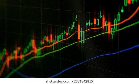 Ascending japanese candles showcasing crypto or stock graph, financial market concept, bullish trend and potential investment opportunities, close-up