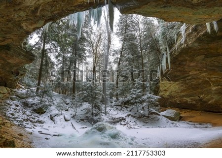 Ash Cave in Hocking Hills Ohio looking beautiful covered in snow and ice. 