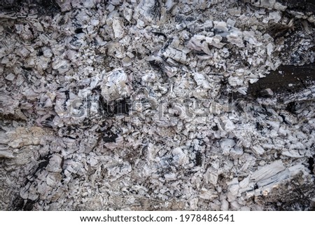 Ash natural background texture, Gray ash from the oven background texture, cinder, gray ash from wood