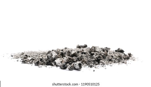 Ash Pile Isolated On White Background, Texture