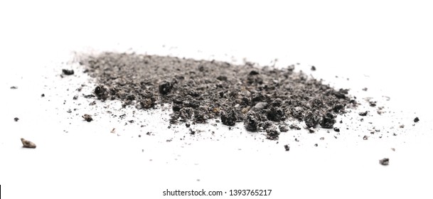 Ash Pile Isolated On White Background, Texture