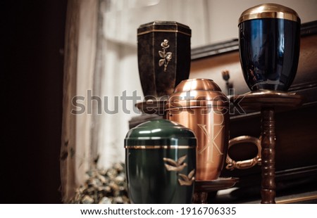 ash vases in funeral house