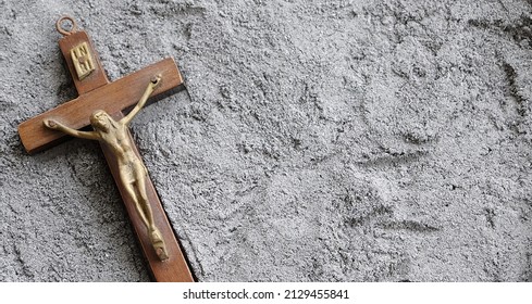 Ash Wednesday, crucifix made of ash, dust as Christian religion.