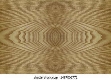 Ash Wood Veneer Panel Board, Abstract Centered Symmetrical Crown Grain