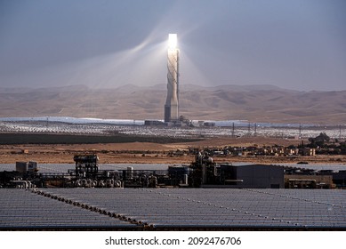 Ashalim Power Station Is The First Solar Thermal Or Concentrated Solar Power (CSP) Plant In Israel. The Solar Power Station Is Built In The Negev Desert South Of The City Of Beer Sheva,  Israel
