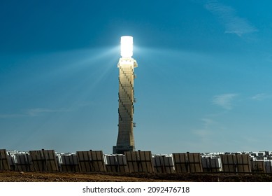 Ashalim Power Station Is The First Solar Thermal Or Concentrated Solar Power (CSP) Plant In Israel. The Solar Power Station Is Built In The Negev Desert South Of The City Of Beer Sheva,  Israel
