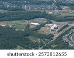 Ashburn, Virginia - Aerial view of Ashburn Virginia featuring Broad Run High School, the football stadium, and Ashburn Road