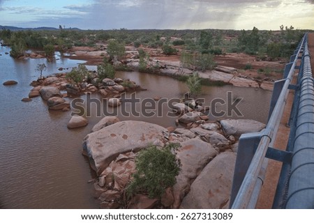 Ashburton River at Nanutarra Bridge after sunset, Western Australia, Australia
