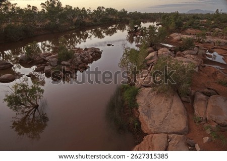 Ashburton River at Nanutarra Bridge before sunrise, Western Australia, Australia
