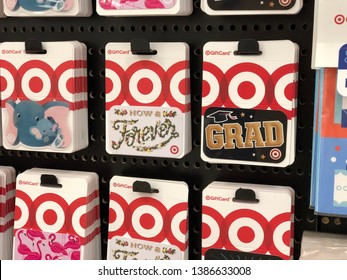 Asheville, NC/USA - 5-1-2019: This Is A Photograph Of Gift Cards For Graduates. Gift Cards Are Used In Different Denominations As Gifts For Those Graduating From Any School Or College.