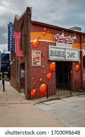 Asheville, North Carolina - 13 April 2020: The Billboard For The Orange Peel Music Venue Encourages Asheville Residents To Stay Healthy During The Covid-19 Pandemic