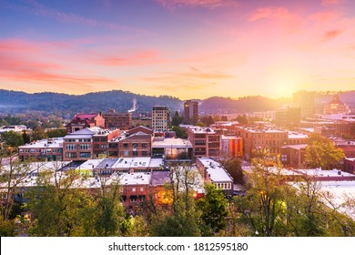 Asheville, North Carolina, USA downtown skyline at dusk.