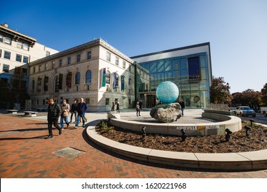 Asheville, North Carolina / USA - November 13, 2019: Exterior Photo Of The Recently Renovated Asheville Art Museum