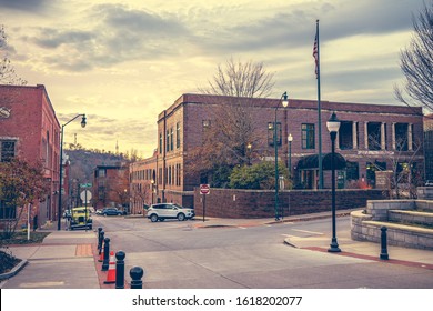 Asheville,North Carolina / USA - Nov 29 2019 : View of Asheville Police Department from Pack Square Park in cloudy day.