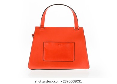 ashion Ladies Accessories Women's Bags Orange Leather Top Handle Handbag Back