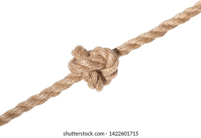 Ashley's Stopper Knot Tied On Thick Jute Rope Isolated On White Background