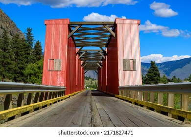 The Ashnola No. 1 railroad bridge measuring 135 metres across British Columbia’s Similkameen River located in Keremeos, British Columbia. - Shutterstock ID 2171827471