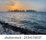  Ashot Taken during sunset from the old Doha Port, where the Doha Towers and the sea appear in a clear atmosphere, Qatar, Doha.