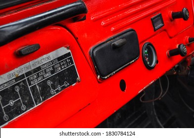 Ashtray Inside The Red Car Dashboard