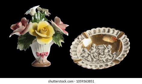 Ashtray Porcelain Figurine Flower