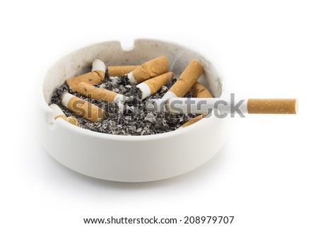 Ashtray and smoked cigarettes 